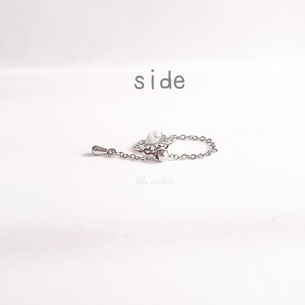 かすみ蔦葛【白】チェーンリング(金属アレルギー対応)