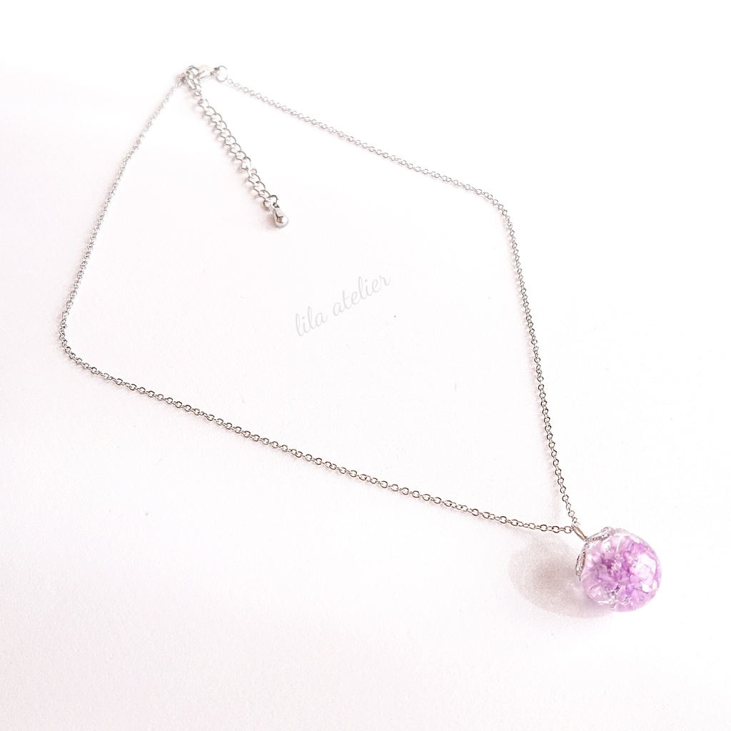 星花【紫】ペンダント(金属アレルギー対応)