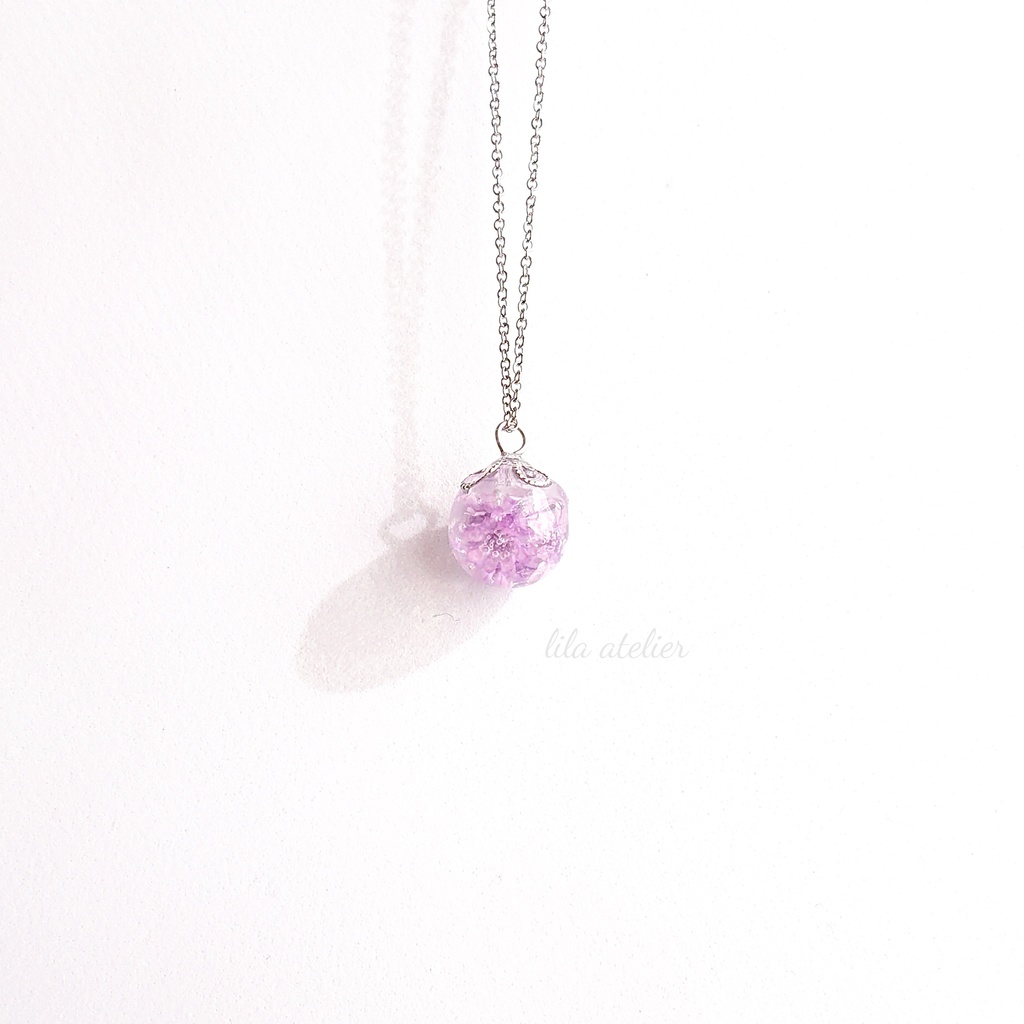 星花【紫】ペンダント(金属アレルギー対応)