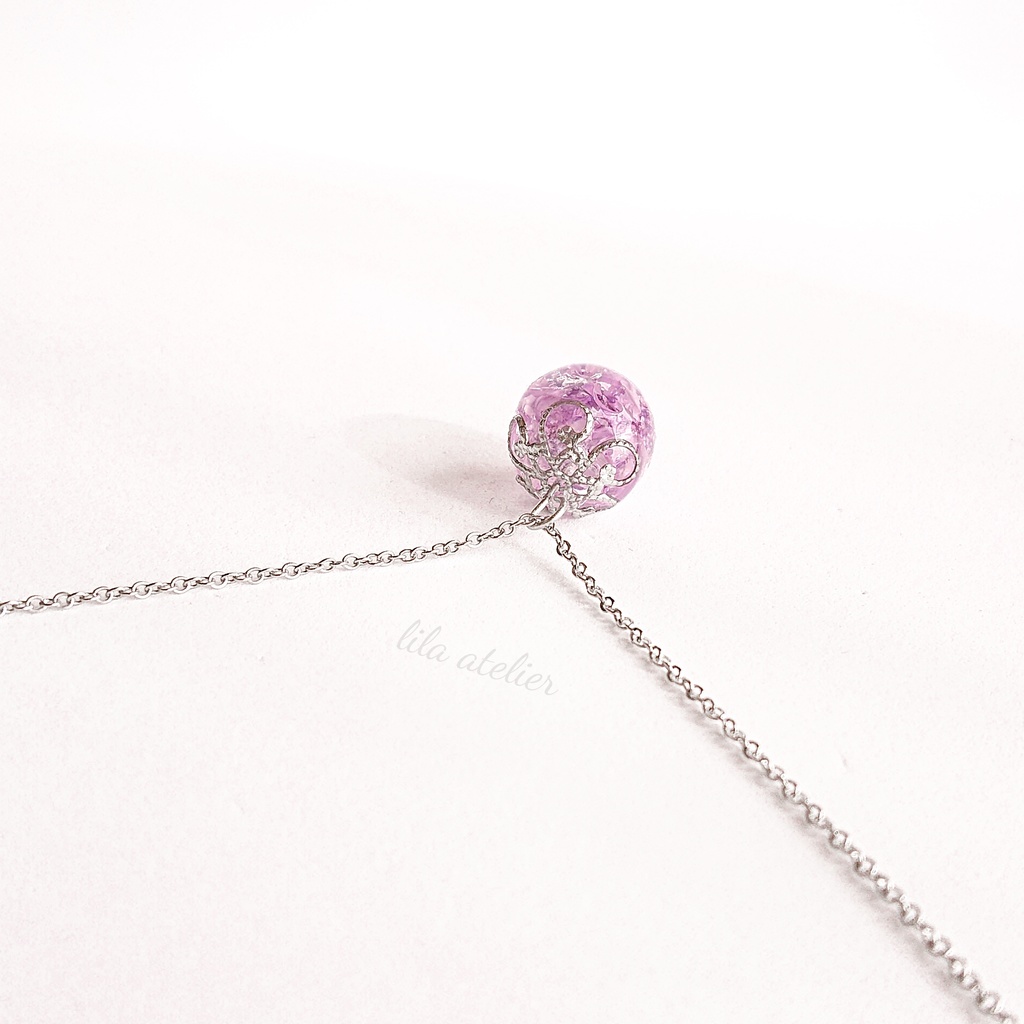 星花【紫】ペンダント(金属アレルギー対応)