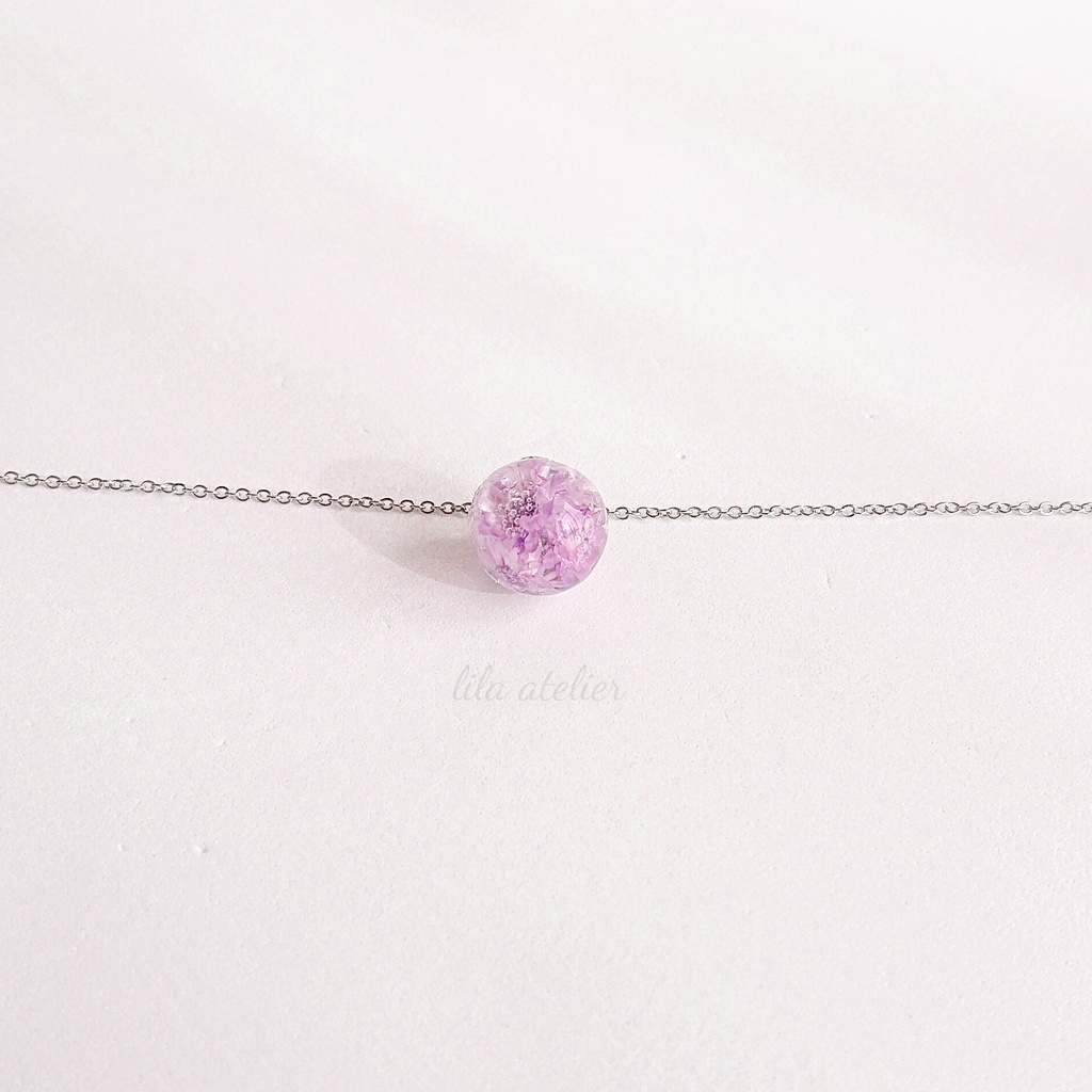 星花【紫】ペンダント(金属アレルギー対応)