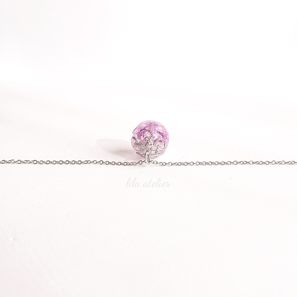 星花【紫】ペンダント(金属アレルギー対応)