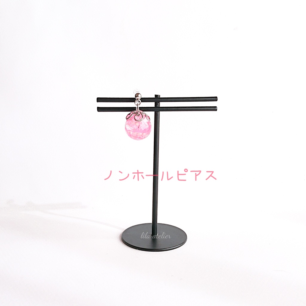 かすみ珠【桃】ピアス/イヤリング(金属アレルギー対応)