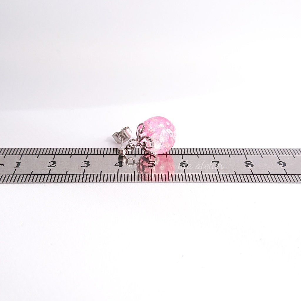 かすみ珠【桃】ピアス/イヤリング(金属アレルギー対応)