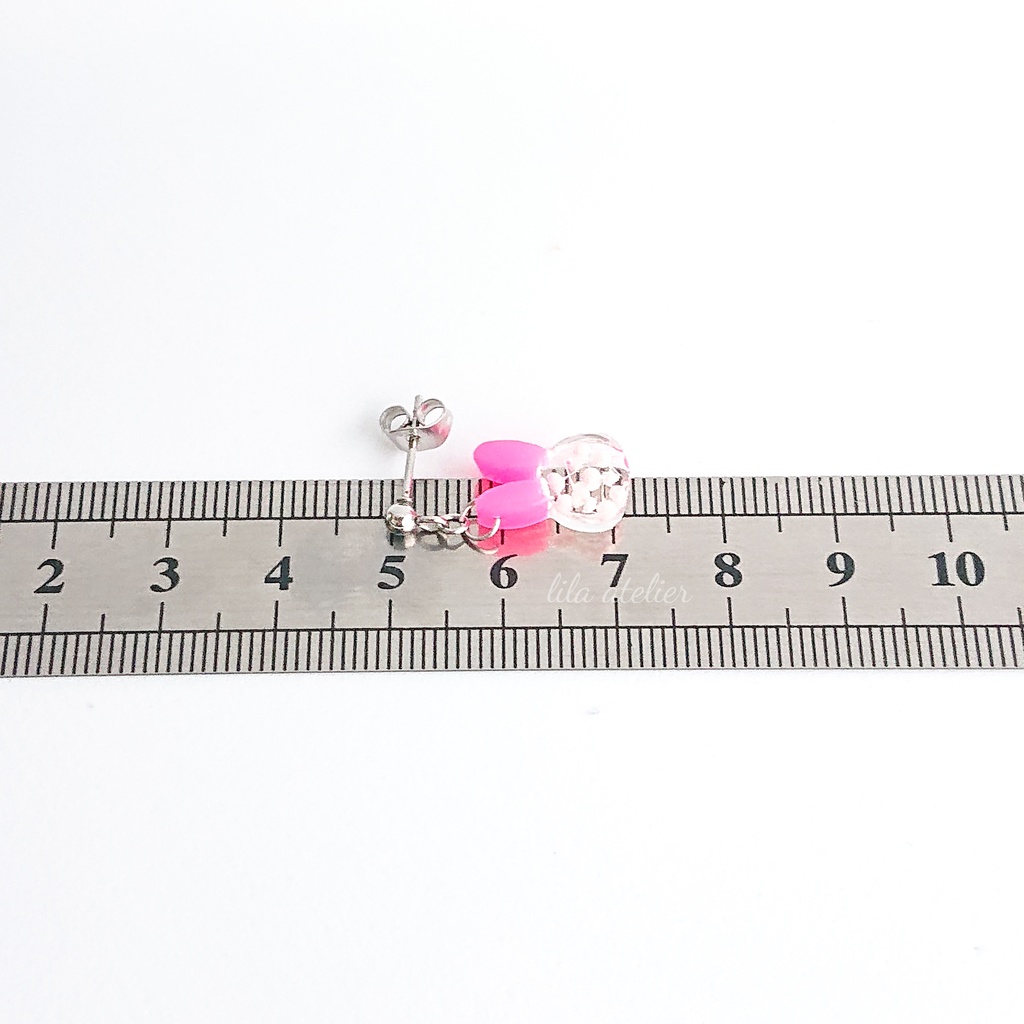 彩りかすみウサギ【桃】ピアス/イヤリング(金属アレルギー対応)