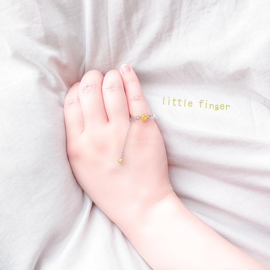 かすみ水中花と粒【翠】チェーンリング(金属アレルギー対応)