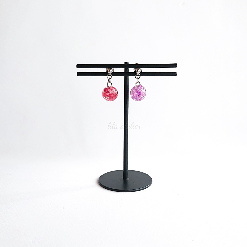 かすみ小珠【紫】ピアス/イヤリング(金属アレルギー対応)