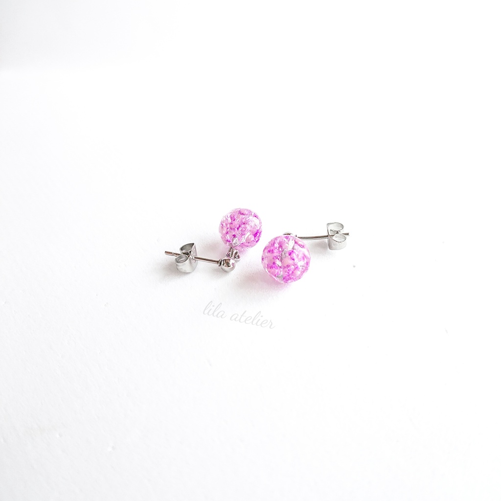 かすみ小珠【紫】ピアス/イヤリング(金属アレルギー対応)