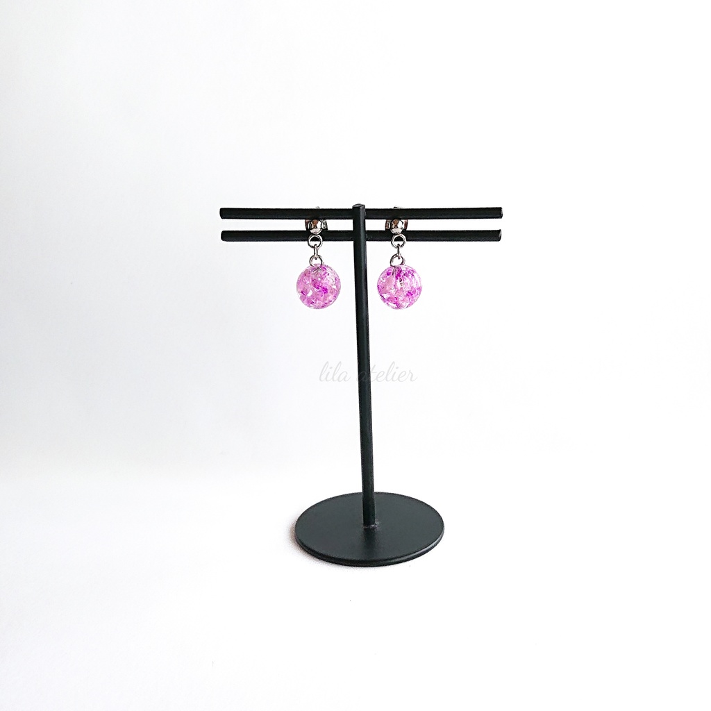 かすみ小珠【紫】ピアス/イヤリング(金属アレルギー対応)