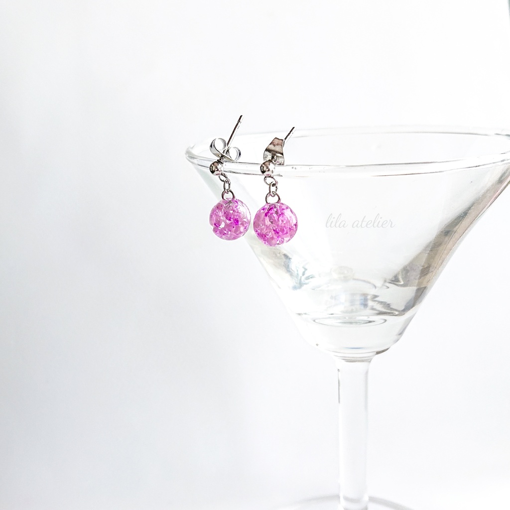 かすみ小珠【紫】ピアス/イヤリング(金属アレルギー対応)