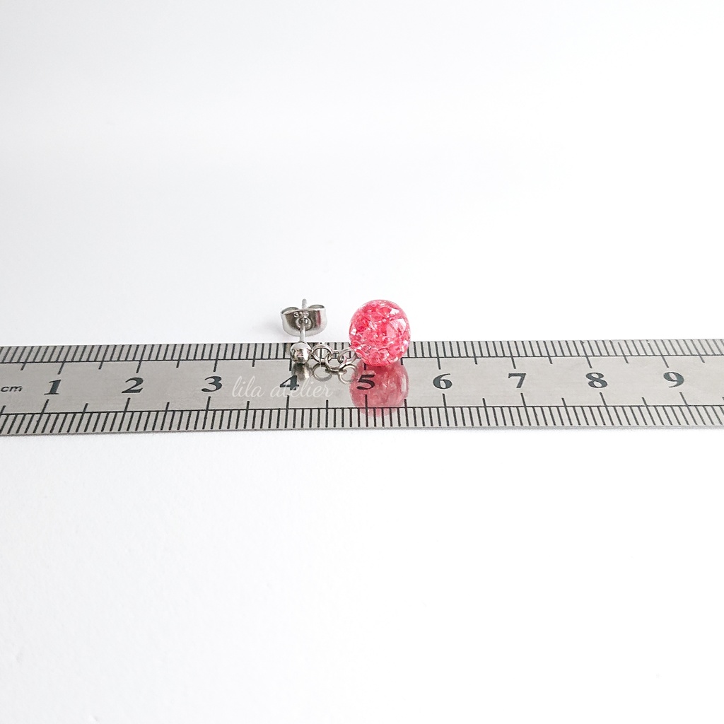 かすみ小珠【紅】ピアス/イヤリング(金属アレルギー対応)