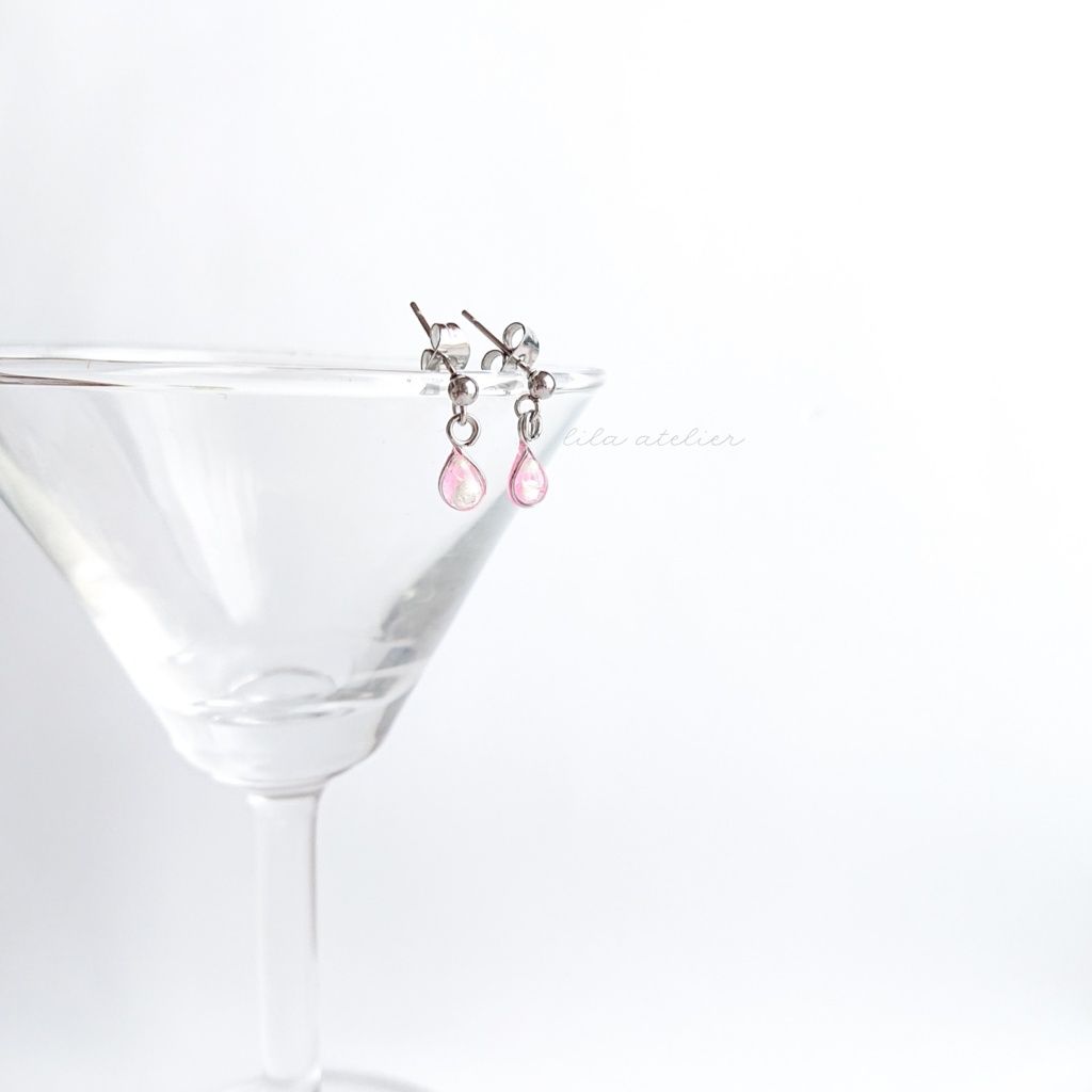 かすみ雫【桃】ピアス/イヤリング