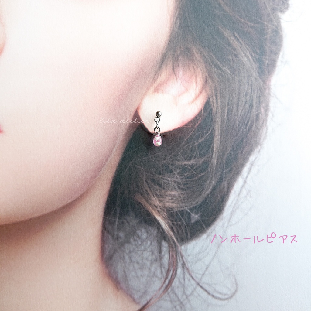 かすみ雫【桃】ピアス/イヤリング