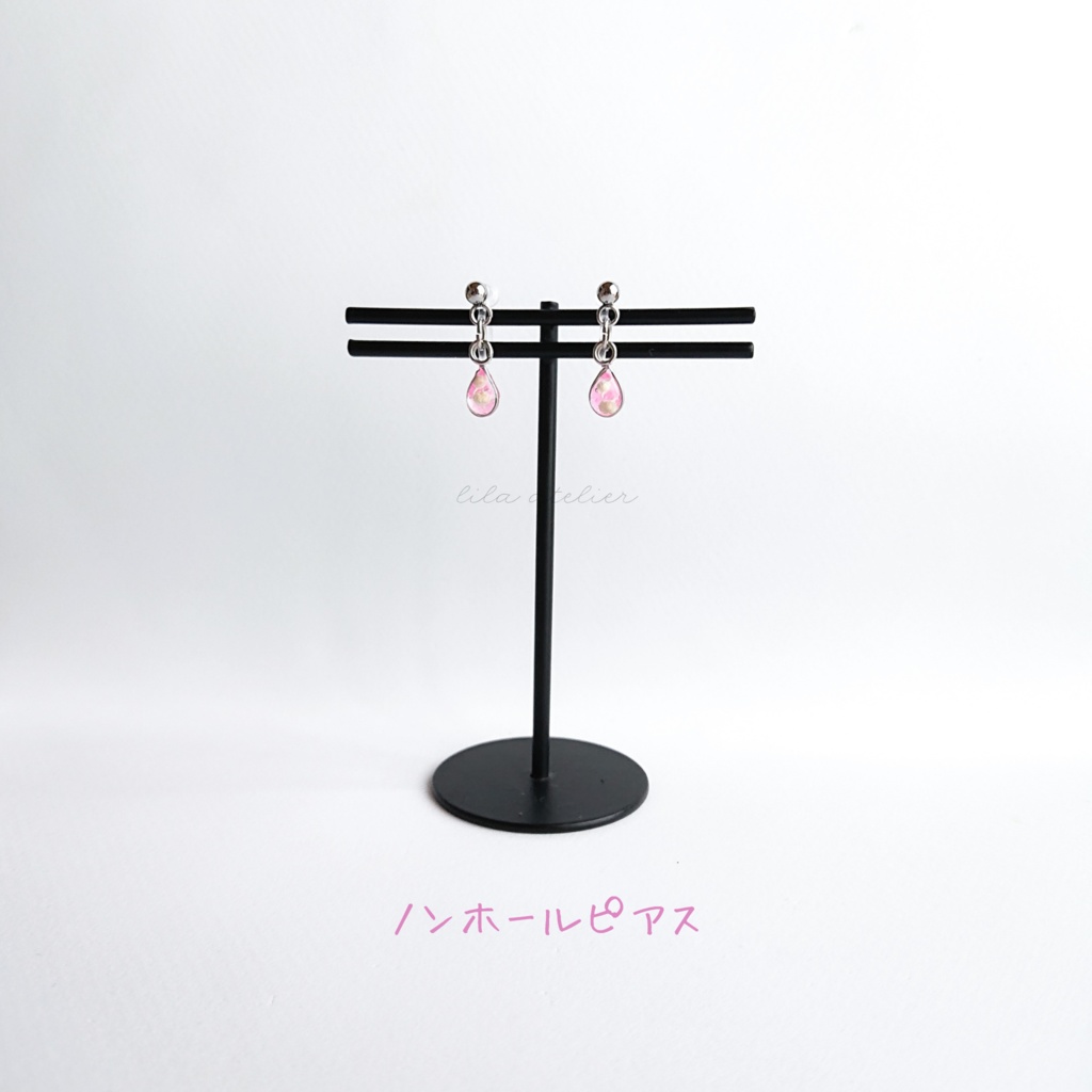 かすみ雫【桃】ピアス/イヤリング