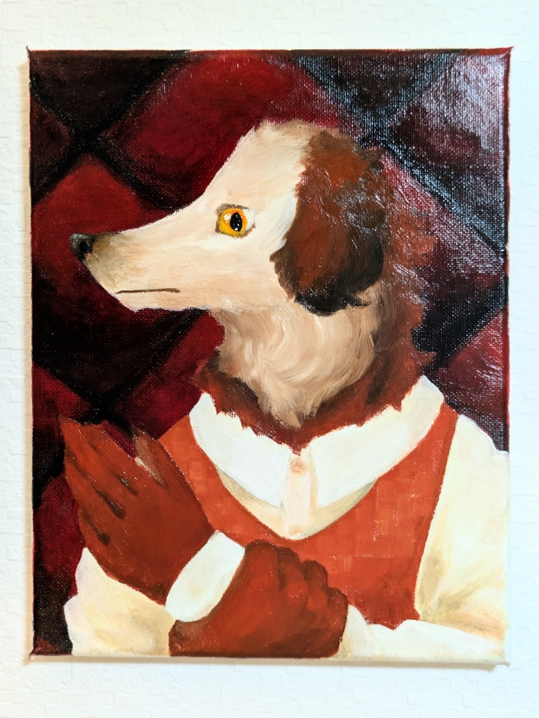 油画／高貴な犬