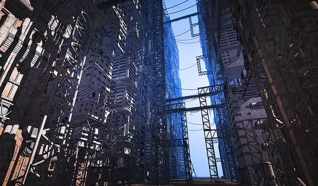 [ 3D SF ] Webtoon background set with stark dystopia's world - Sketchup