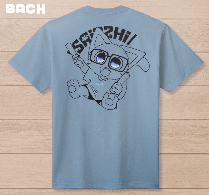 ぽふぃにゃあーTシャツ(サックスブルー)