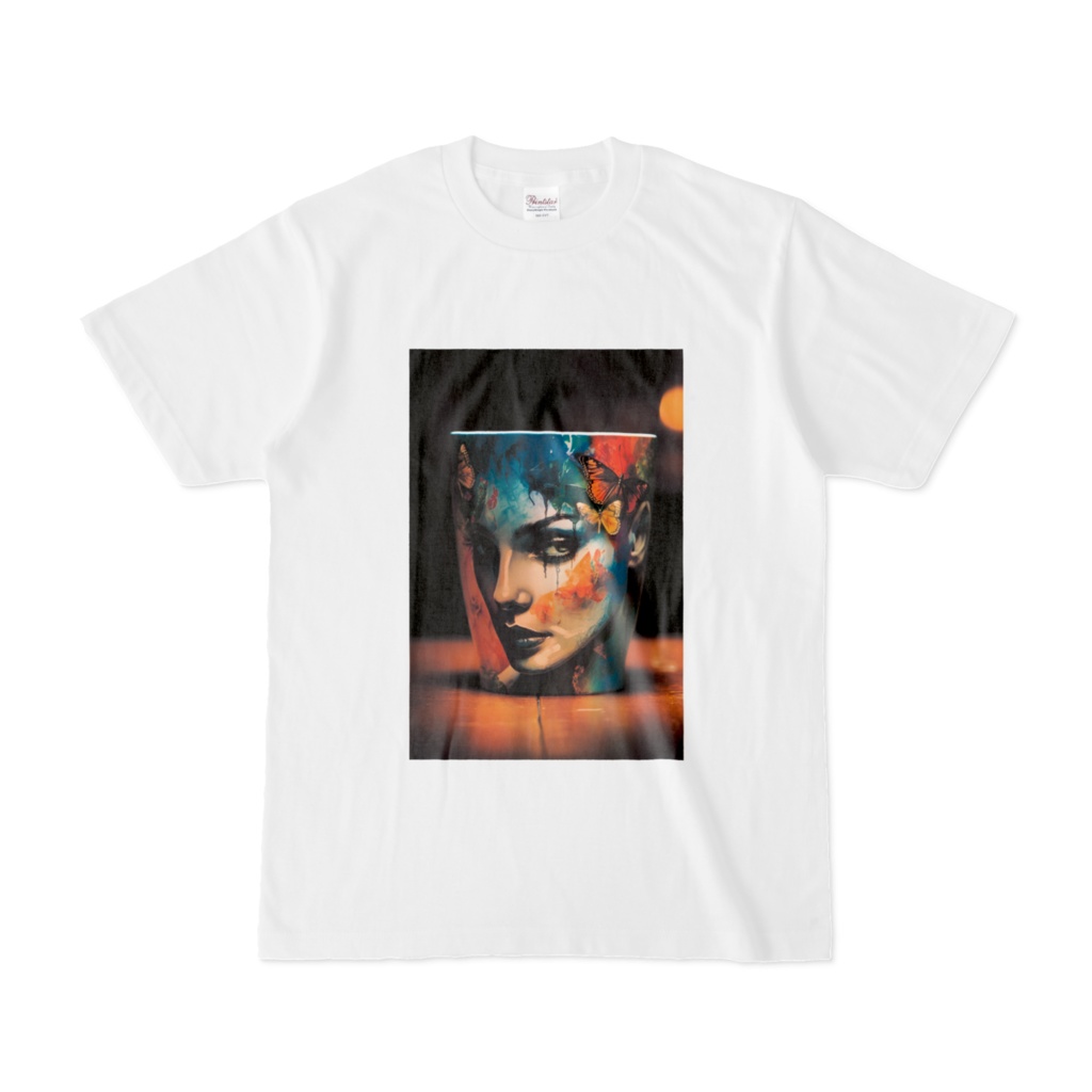 女性の顔カップTシャツ