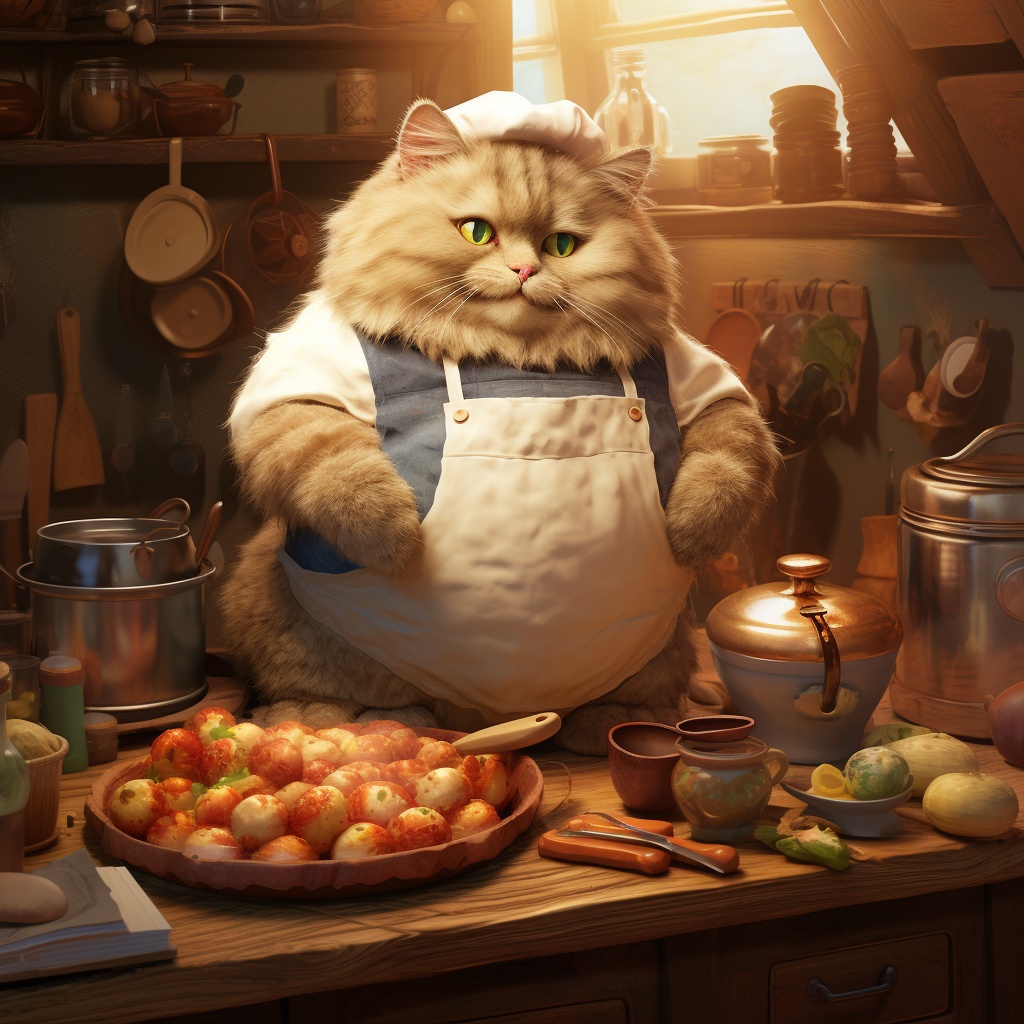 料理するでぶネコTシャツ