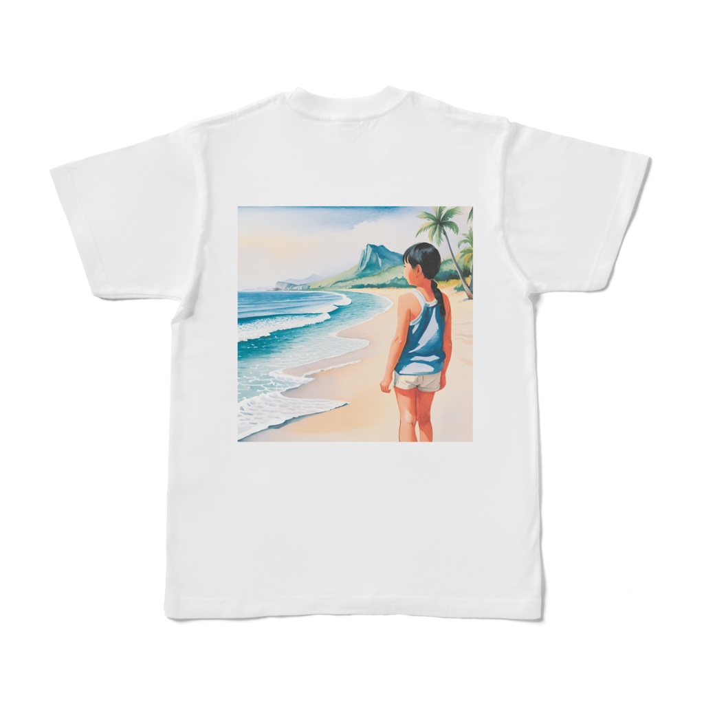 海辺の少女Tシャツ