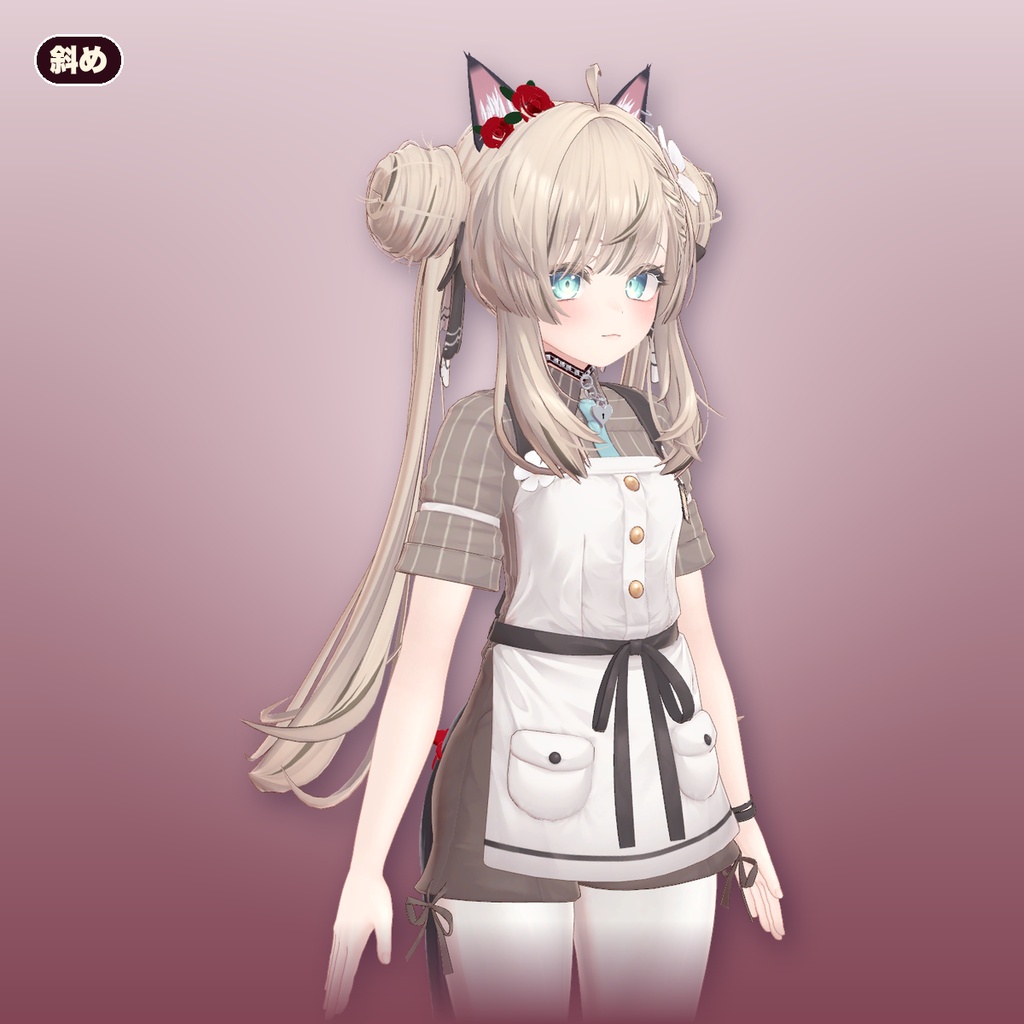 【VRChat想定】ゴシック黒猫 猫耳+尻尾+首輪(マヌカ専用)|Modular Avatar 対応