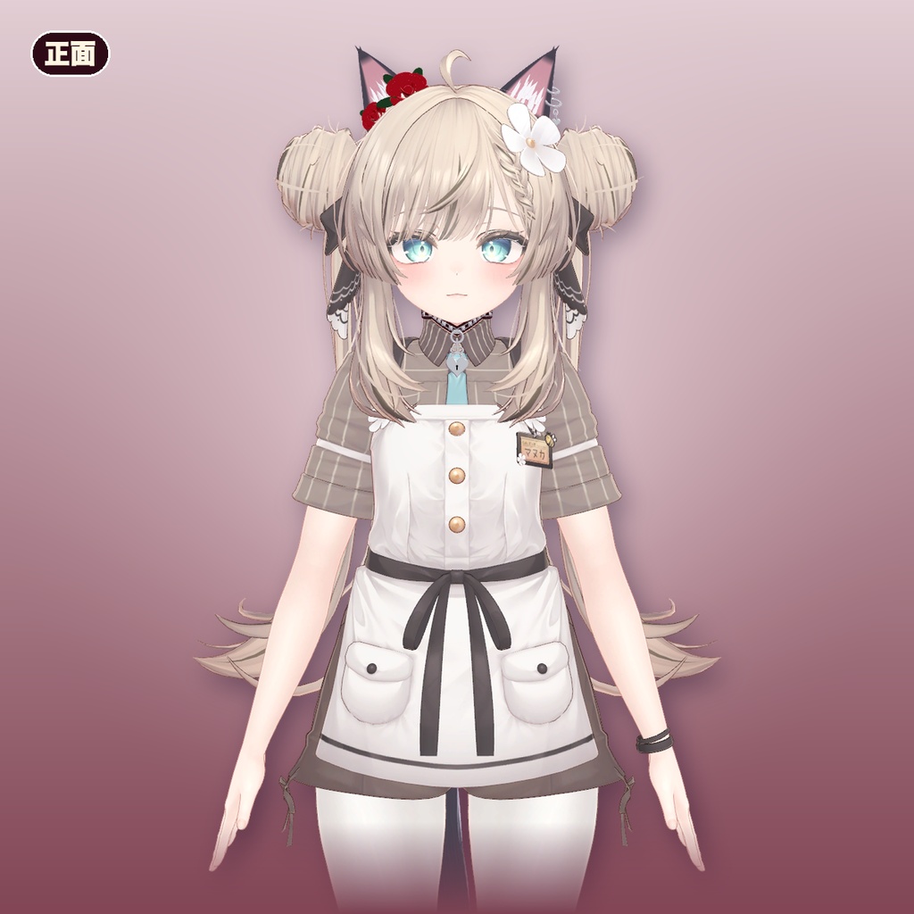 【VRChat想定】ゴシック黒猫 猫耳+尻尾+首輪(マヌカ専用)|Modular Avatar 対応