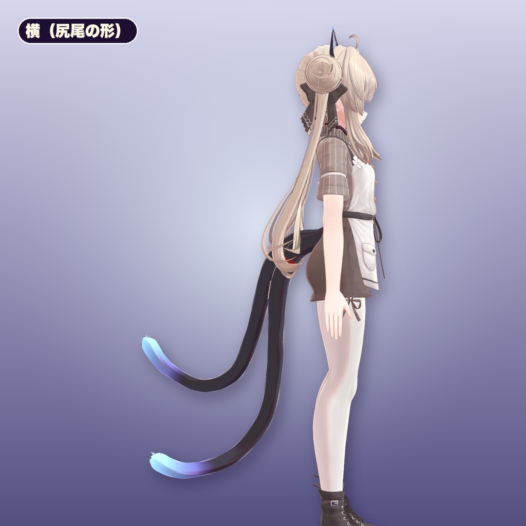 【VRChat想定】猫又 猫耳+二股尻尾+首輪(マヌカ専用)|Modular Avatar 対応