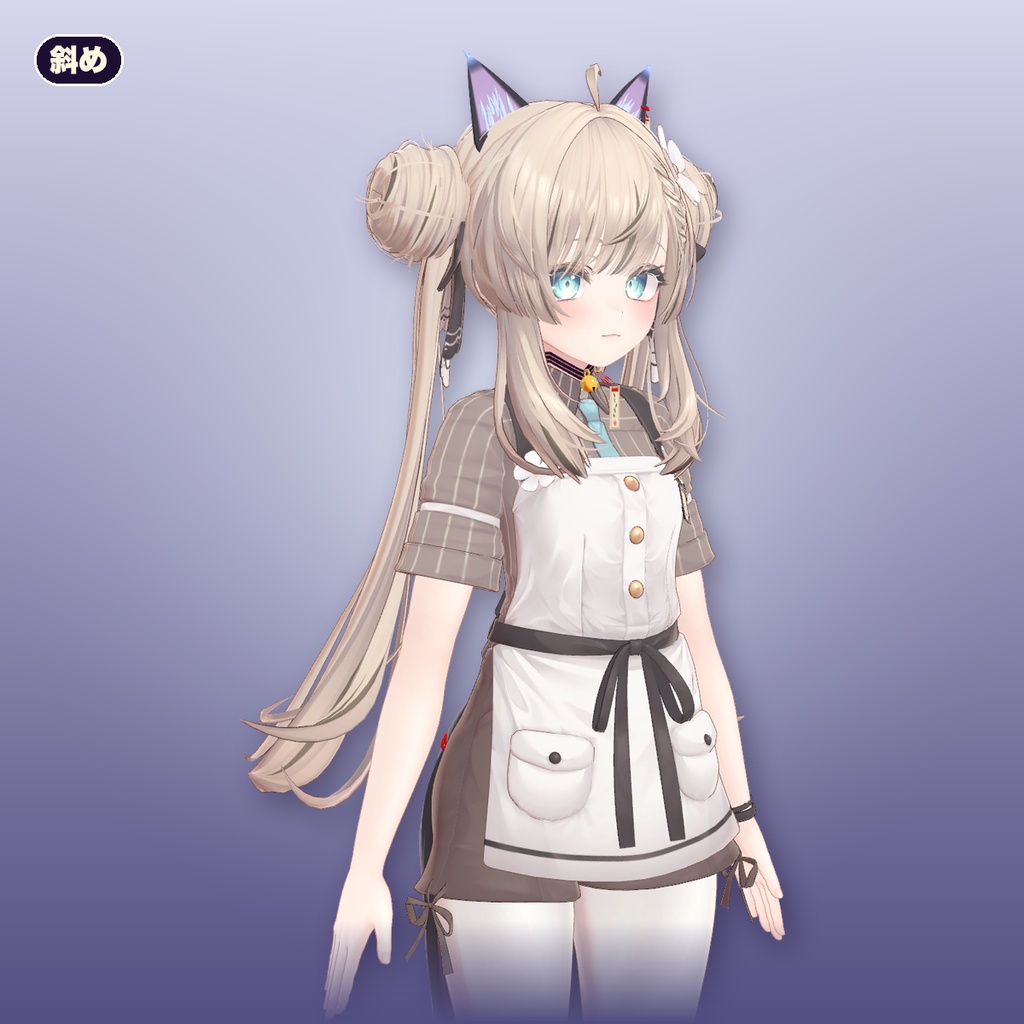 【VRChat想定】猫又 猫耳+二股尻尾+首輪(マヌカ専用)|Modular Avatar 対応