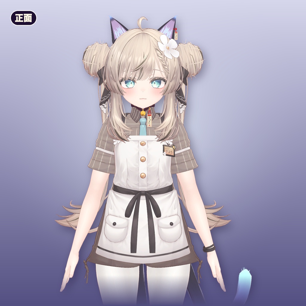 【VRChat想定】猫又 猫耳+二股尻尾+首輪(マヌカ専用)|Modular Avatar 対応