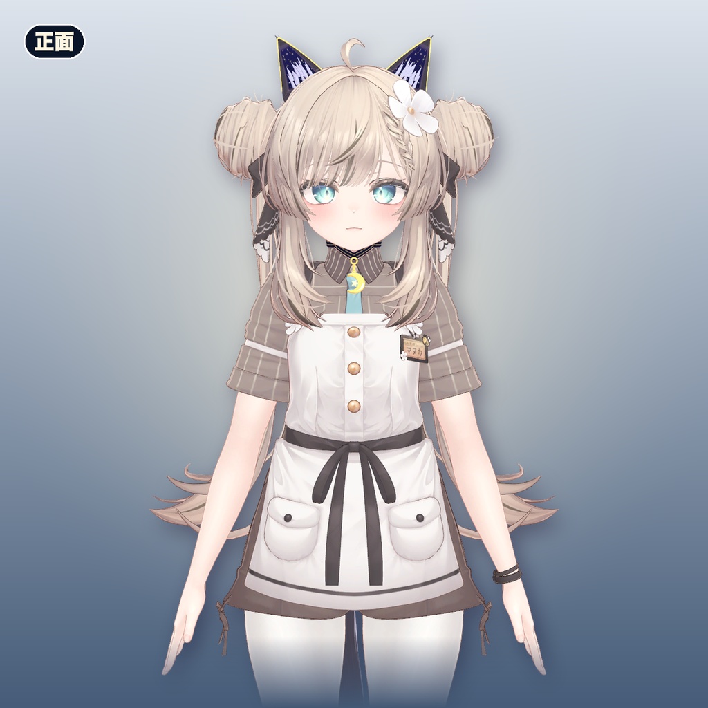 【VRChat想定】月夜の黒猫 猫耳+尻尾+三日月の首輪(マヌカ専用)|Modular Avatar 対応