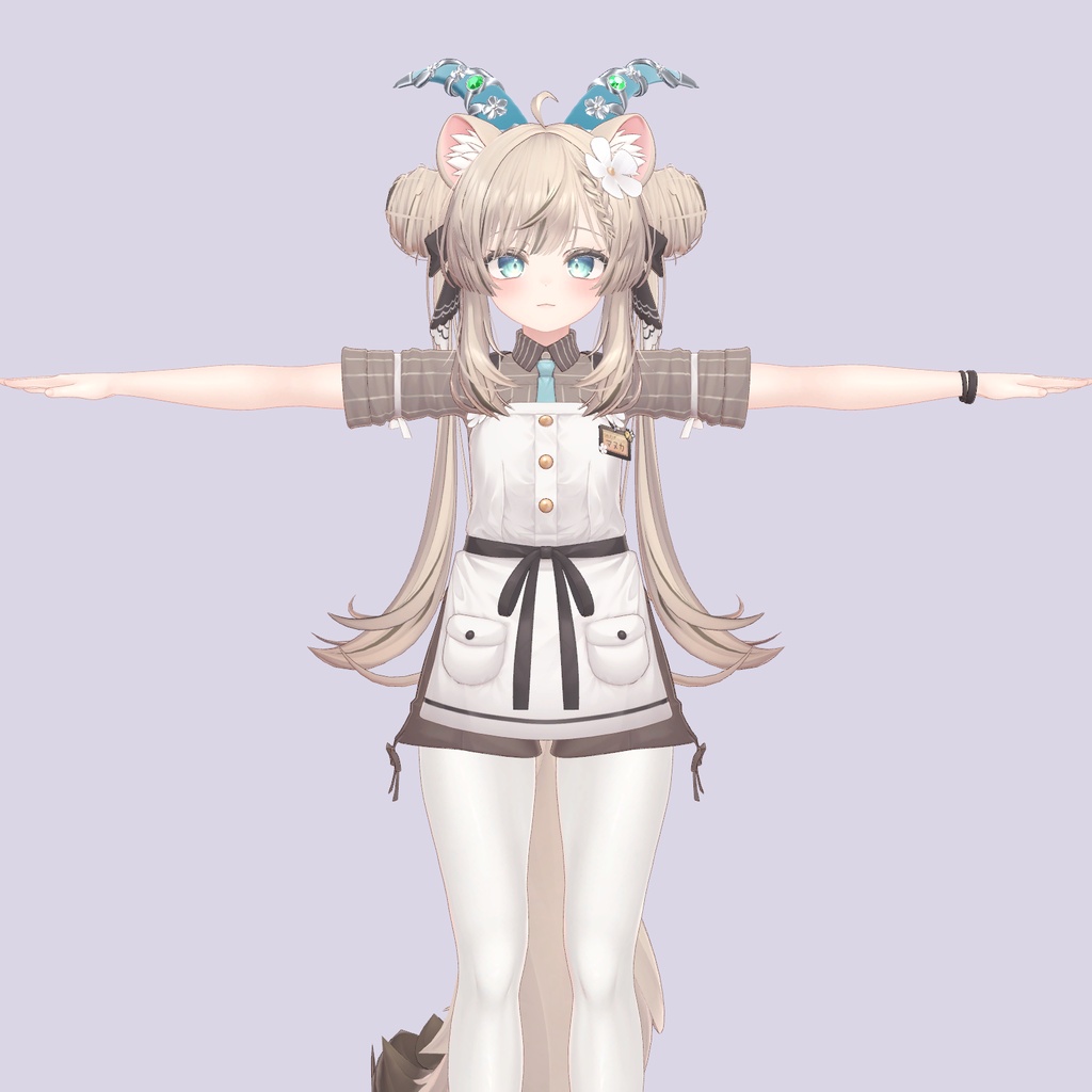 【VRChat想定】エメラルドと銀の花蔓の角(ツノ)(マヌカ専用)|Modular Avatar 対応