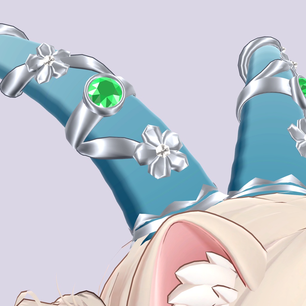 【VRChat想定】エメラルドと銀の花蔓の角(ツノ)(マヌカ専用)|Modular Avatar 対応