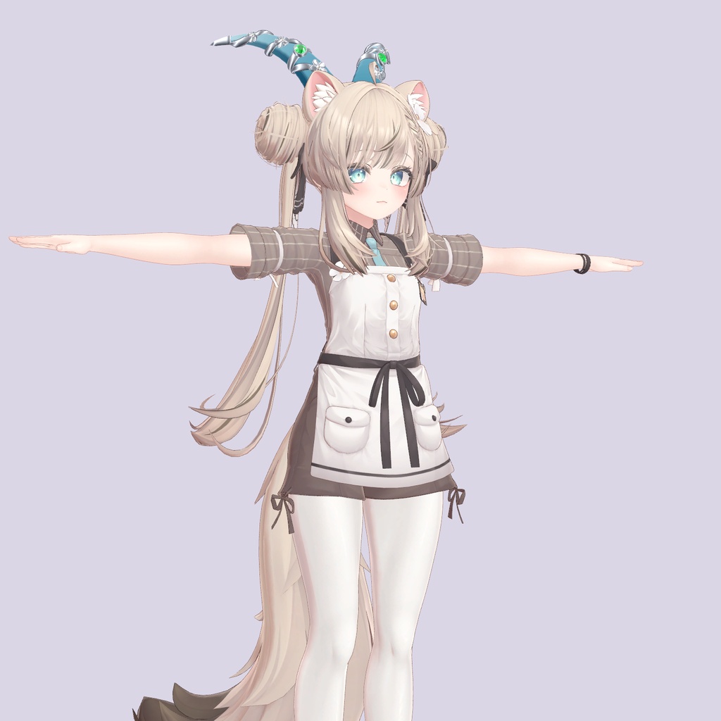 【VRChat想定】エメラルドと銀の花蔓の角(ツノ)(マヌカ専用)|Modular Avatar 対応