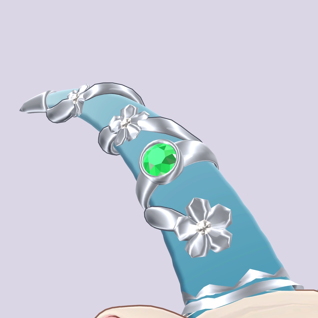 【VRChat想定】エメラルドと銀の花蔓の角(ツノ)(マヌカ専用)|Modular Avatar 対応