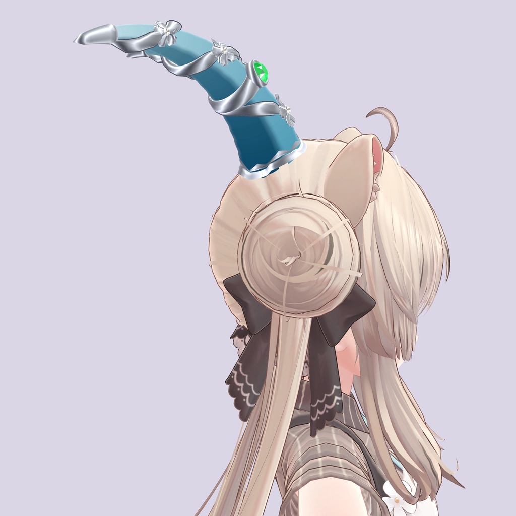 【VRChat想定】エメラルドと銀の花蔓の角(ツノ)(マヌカ専用)|Modular Avatar 対応