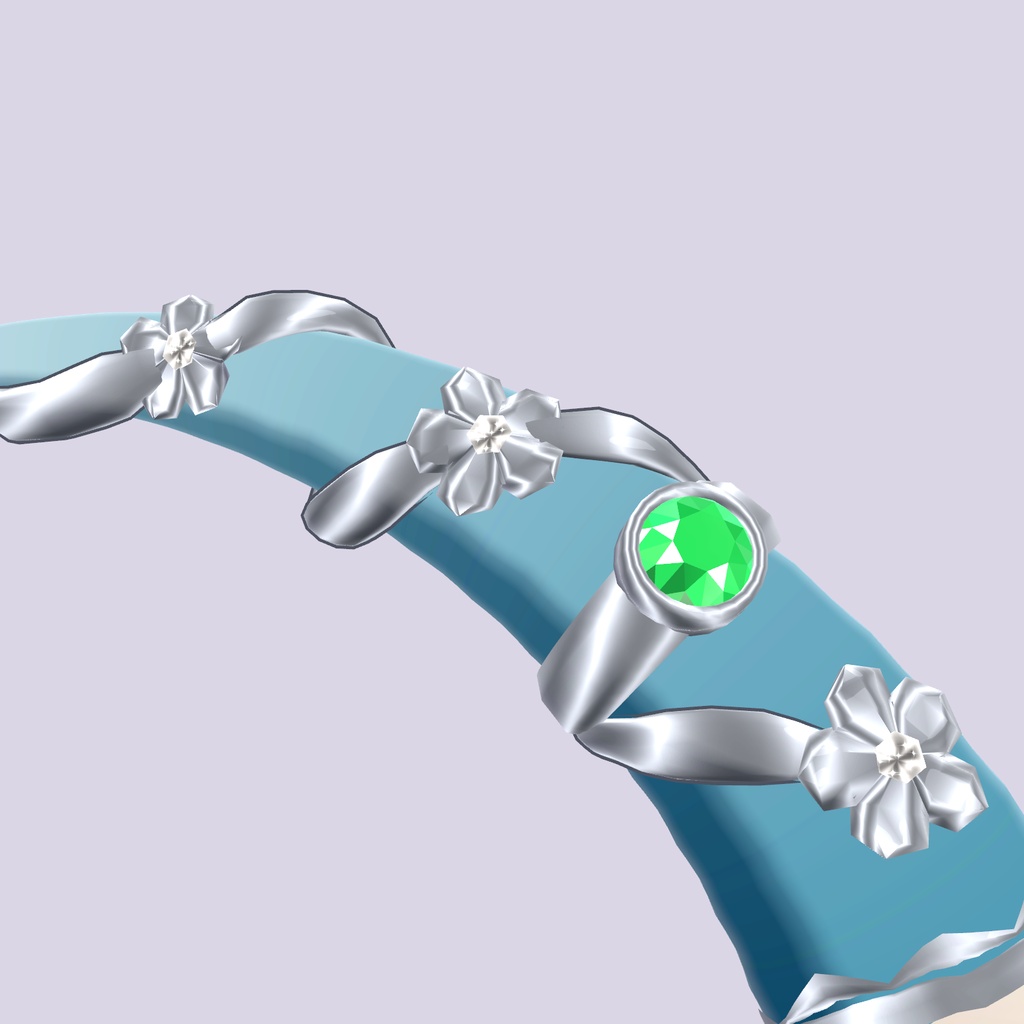 【VRChat想定】エメラルドと銀の花蔓の角(ツノ)(マヌカ専用)|Modular Avatar 対応