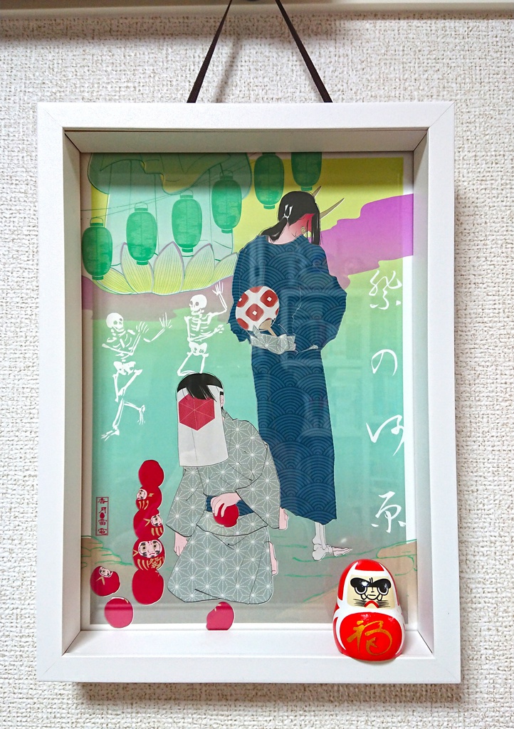 祭の河原（額装）