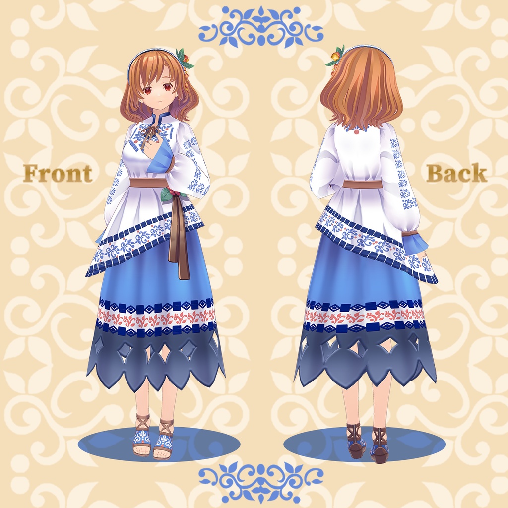 【Vroid】Original 3D model Kanoka(衣装のカラーバリエーション2種付き)