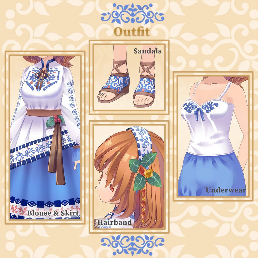 【Vroid】Original 3D model Kanoka(衣装のカラーバリエーション2種付き)