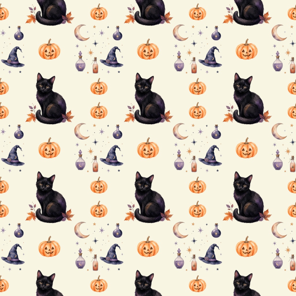 黒猫とハロウィンの壁紙6色