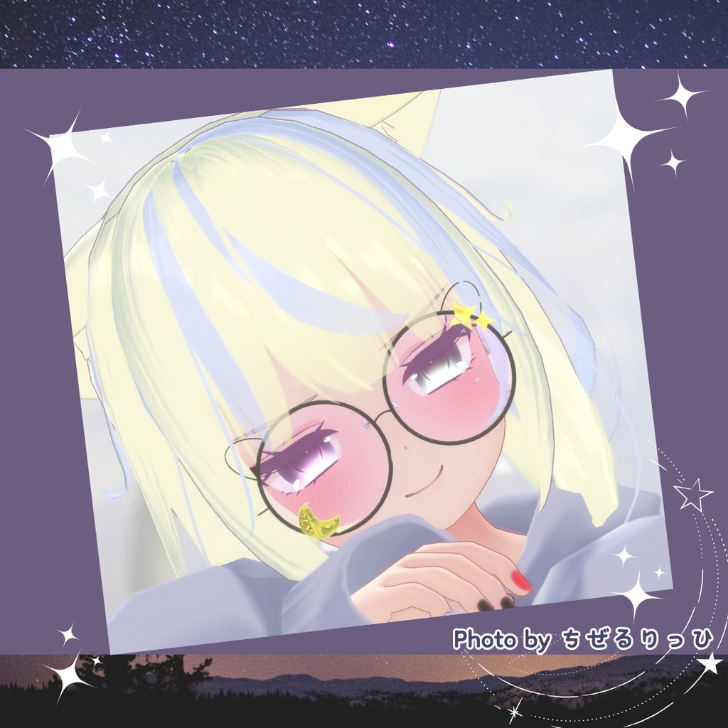 【36アバター対応】夜空うさぎめがね【VRCHAT想定】