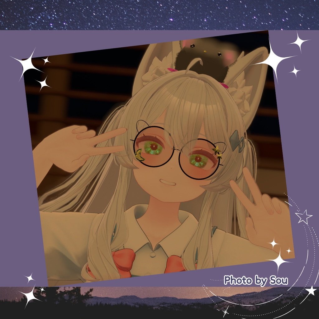 【36アバター対応】夜空うさぎめがね【VRCHAT想定】
