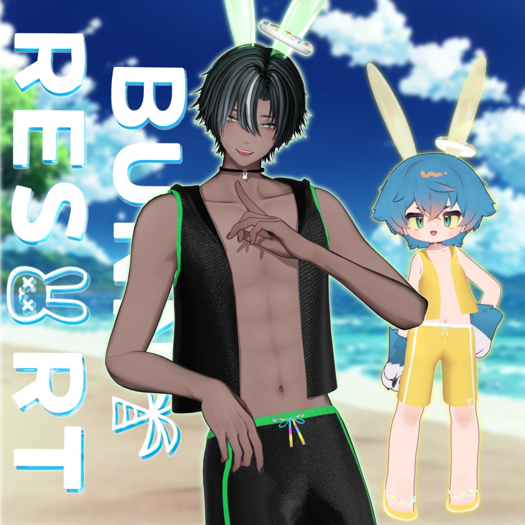 発売記念25％Off SALL✨【10アバター対応】BUNNY RESORT Mans バニー水着【 #VRChat #うドのお店】