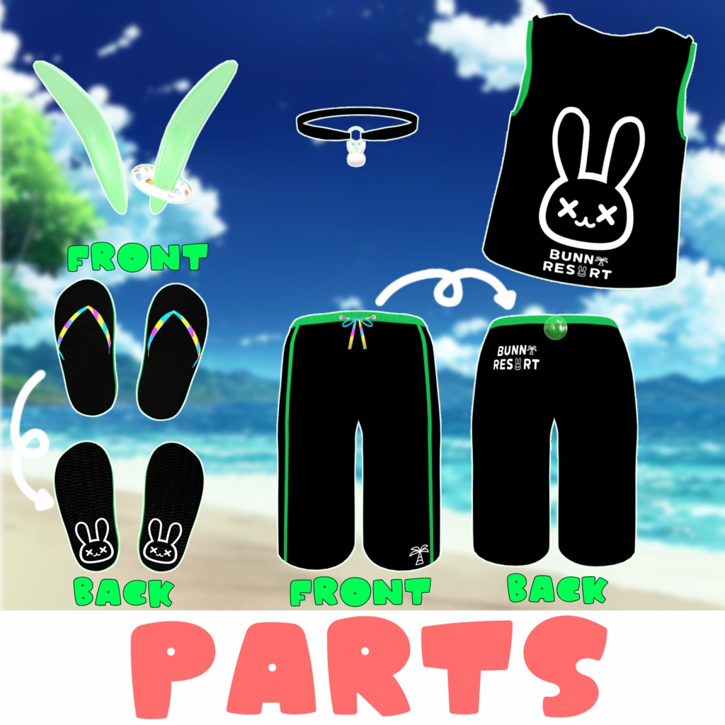 発売記念25%Off SALL✨【10アバター対応】BUNNY RESORT Mans バニー水着【 #VRChat #うドのお店】