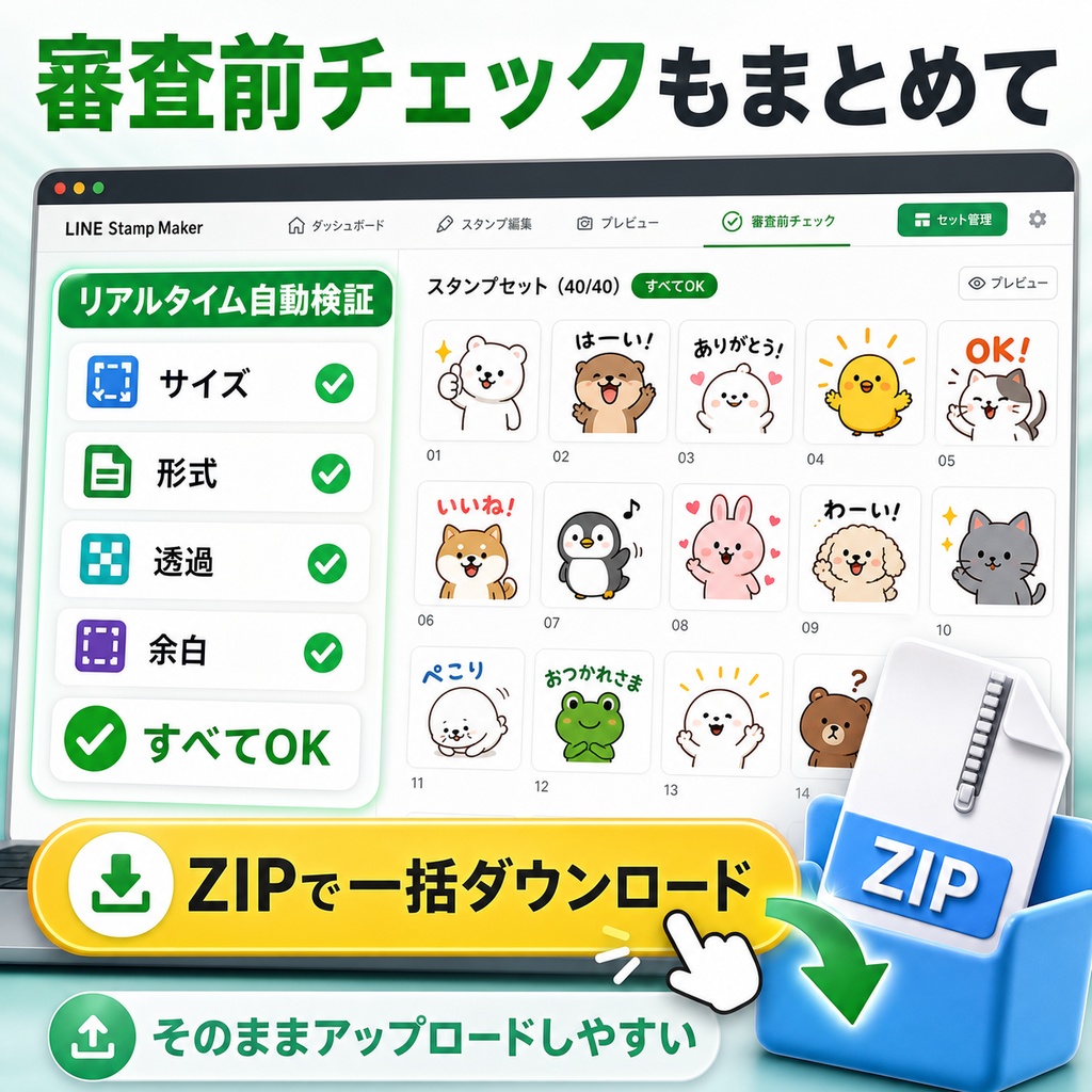 【LINEスタンプ用】分割・編集~申請用Zip自動作成ツール