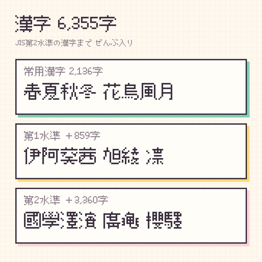【無料・商用可】ころまめ|12pxのまるいドットフォント(6,998字・JIS第2水準まで)