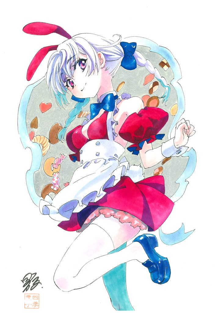水彩原画「スウィーツうさぎ」