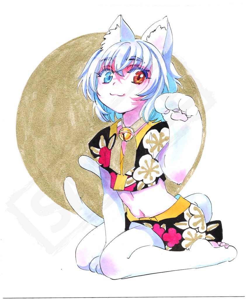 水彩原画「猫少女」