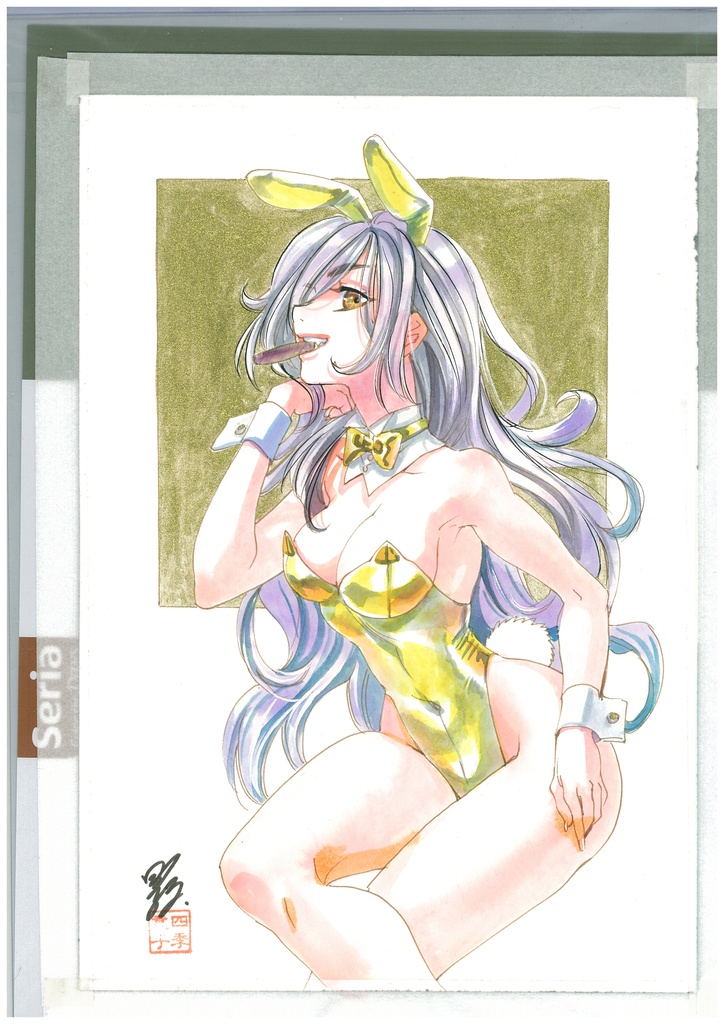 【一点物水彩原画】「ゴールドバニー」