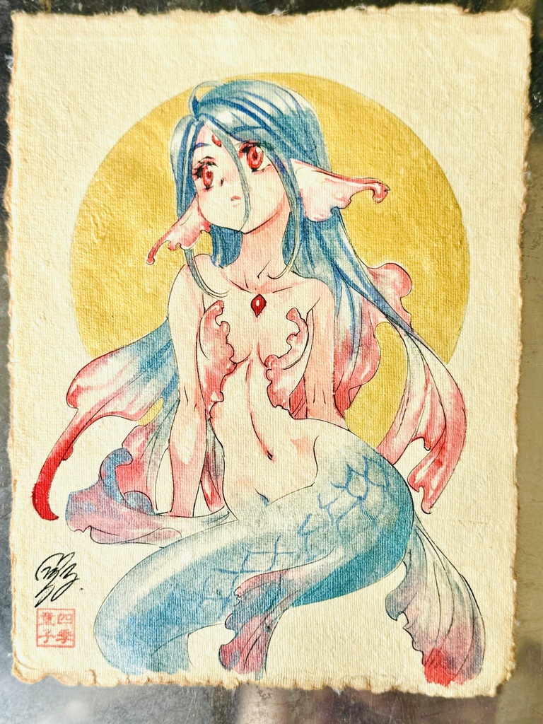 【一点物水彩原画】　「水妖」